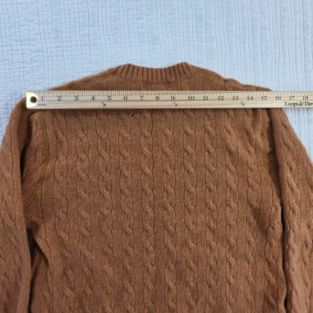 Banana Republic Angora Cashmere Wool Cable Knit Sweater Camel Mens M Flawed